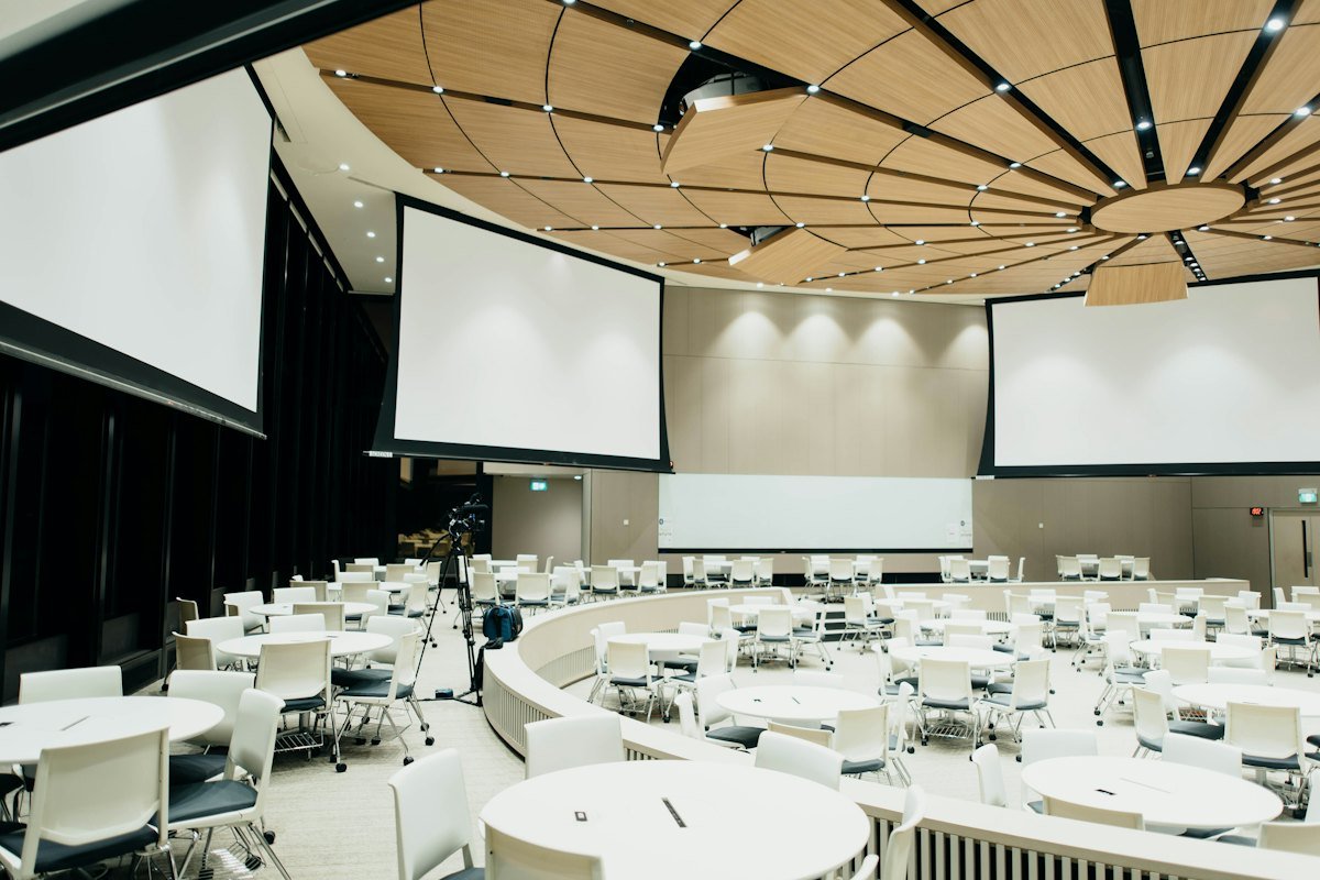 Event hall set up for a marketing and promotion event